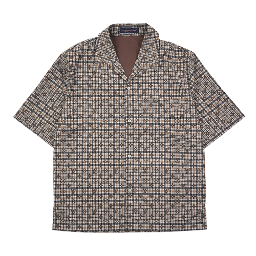 Brown Tone Vintage Plaid Short-Sleeve Shirt