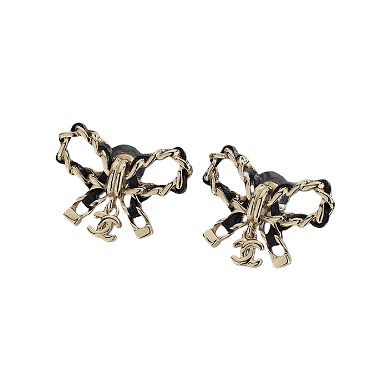 Black Leather Bow Earrings