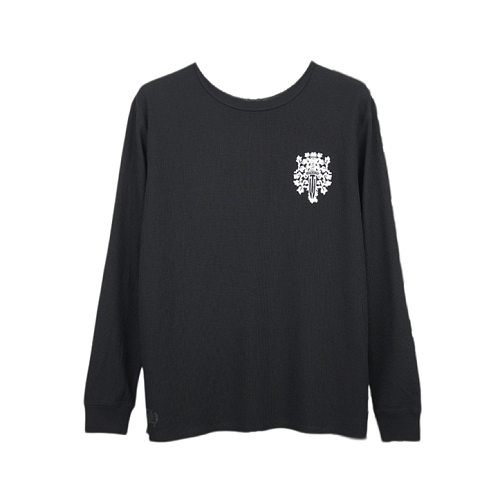 Waffle-pattern Long-sleeve With Front And Back Vine And Sword Print
