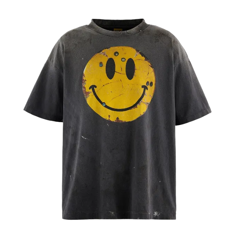 Rust-Effect Smiley Print Short-Sleeve Shirt