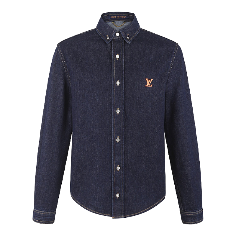 Cotton Long-sleeve Denim Shirt With A Turn-down Collar