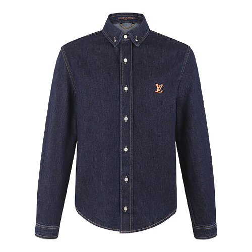 Cotton Long-sleeve Denim Shirt With A Turn-down Collar