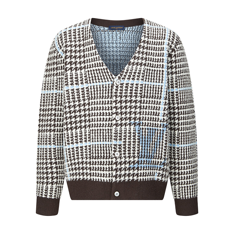 Louis Vuitton Houndstooth Jacquard Logo Cardigan