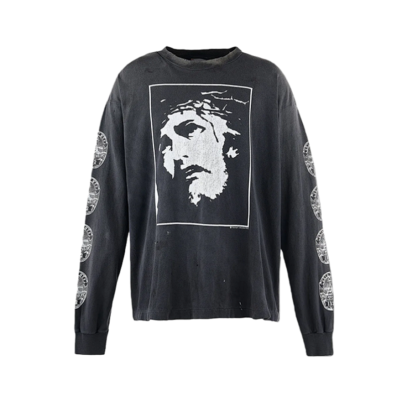 S M Long-sleeved Shirt With Jesus Head Print