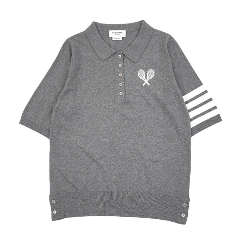 Tennis Racquet Five Button Polo Short Sleeve