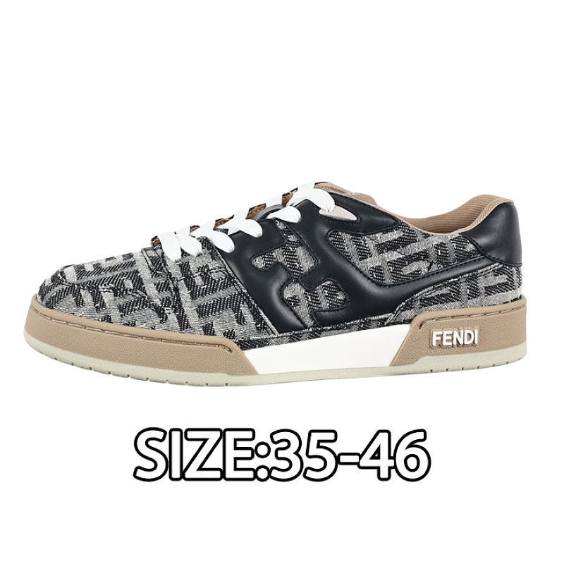 Fendi Fashion Sneakers Black And Gray Old Pattern