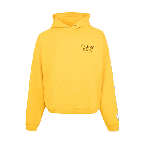 G D Yellow Hooded Sweatshirt With English Lettering