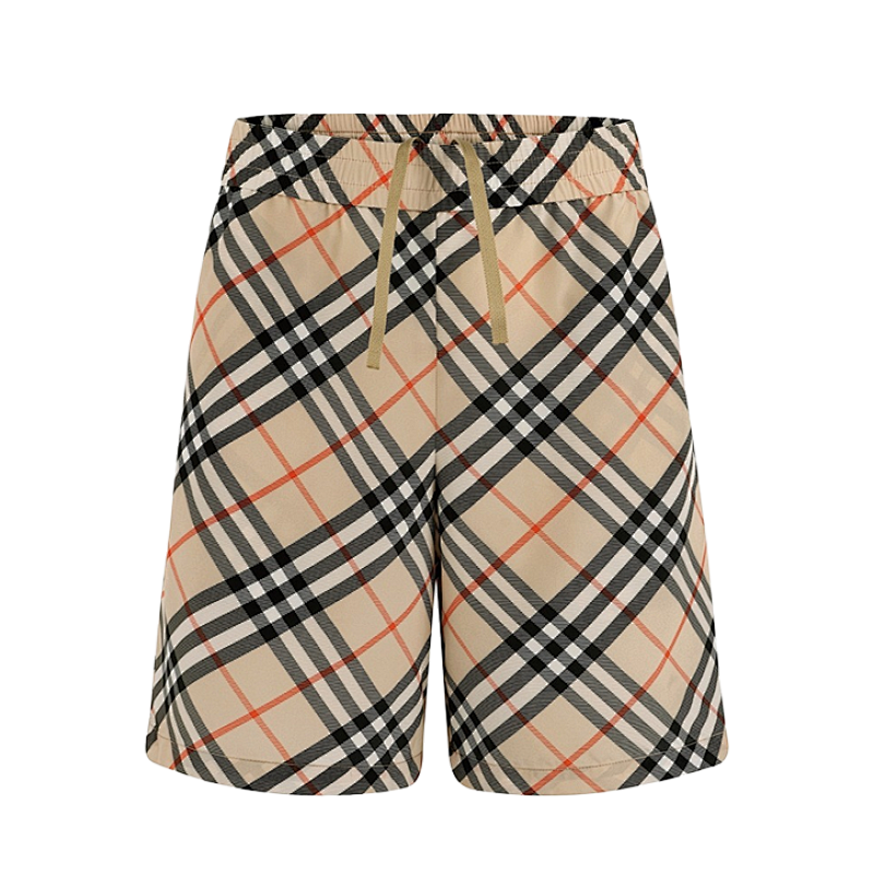 Elastic Waist Plaid Silk Casual Shorts