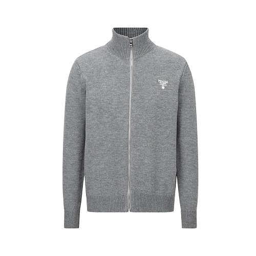 Prada Wool Embroidered Zip-Up Cardigan