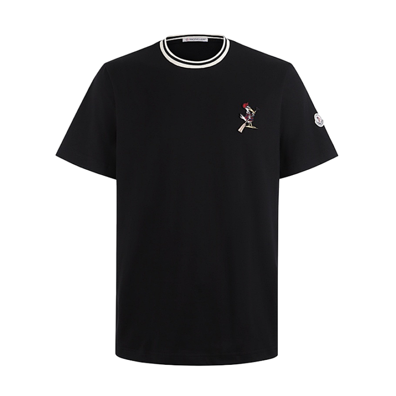 119CNY0 Imported Embroidered Cotton T-Shirt With Logo Patch