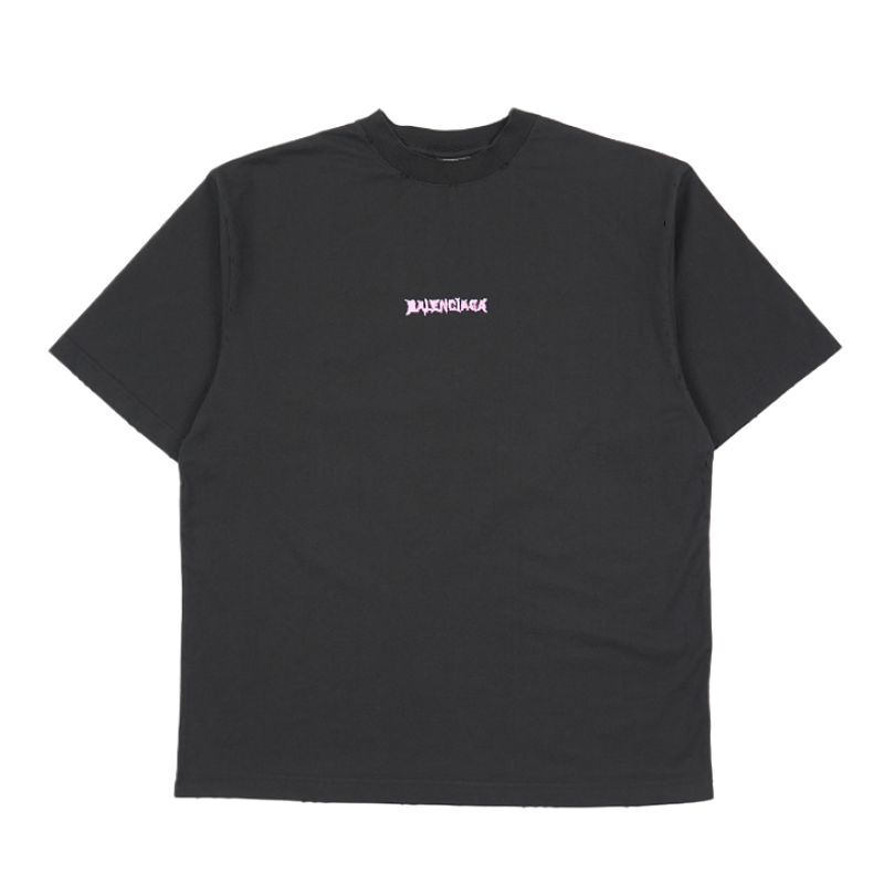 Balenciaga Casual Short-sleeve T-shirt With Pink Letter Print And Round Neck
