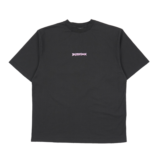 Balenciaga Casual Short-sleeve T-shirt With Pink Letter Print And Round Neck