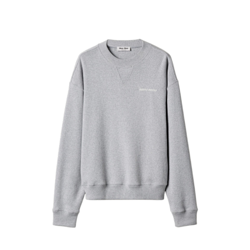 Grey Crew Neck Sweater With Small Logo