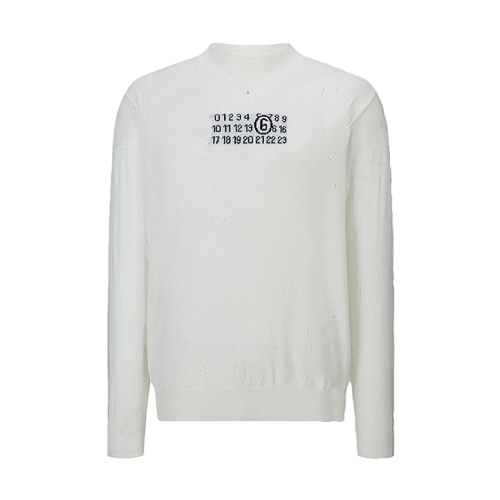 Distressed Knit Jacquard Pullover