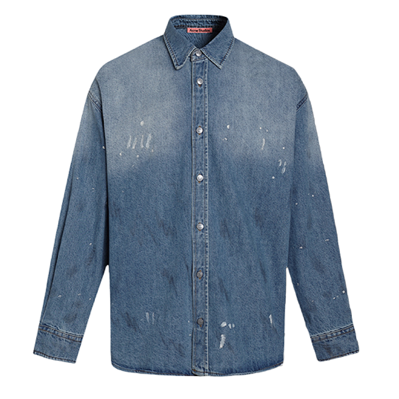 Acne Studios Loose-fitting Button-down Long-sleeved Shirt With Micro Logo