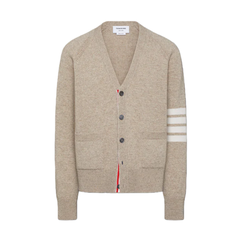 T B Khaki Four-stripe Cardigan Jacket