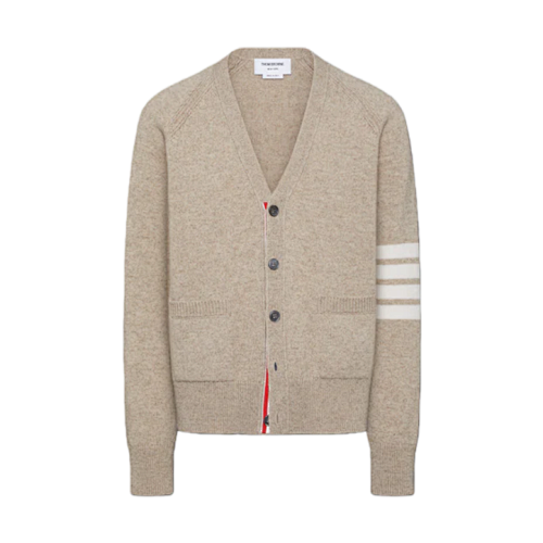 T B Khaki Four-stripe Cardigan Jacket