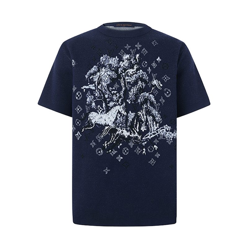 Louis Vuitton Wool Jacquard Pattern Crew Neck Short-Sleeve T-Shirt