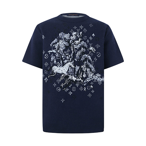Louis Vuitton Wool Jacquard Pattern Crew Neck Short-Sleeve T-Shirt