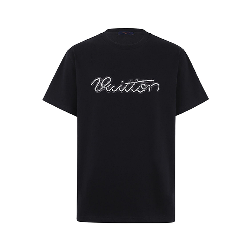 Short-sleeved T-shirt With Beaded Logo Embroidery On The ChestItem ID