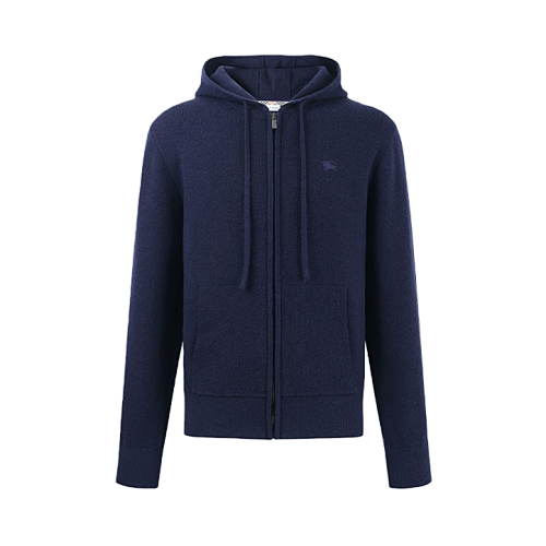 Wool Blend Zip-up Hooded Embroidered Jacket