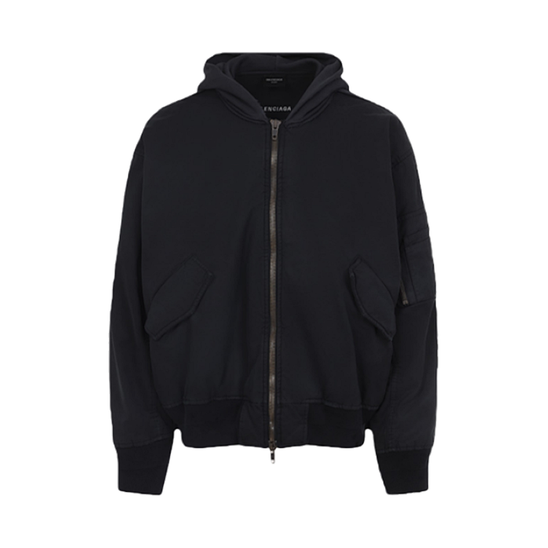 Balenciaga Blcg Front And Back Patchwork Hooded Cotton Jacket