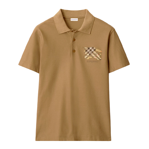 Plaid War Horse Embroidered Polo Short Sleeves-khaki