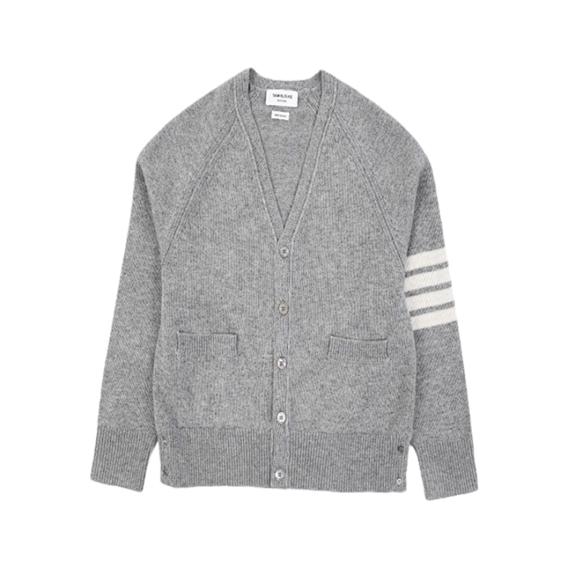 TB Four-stripe Wool Cardigan - Light GrayItem ID