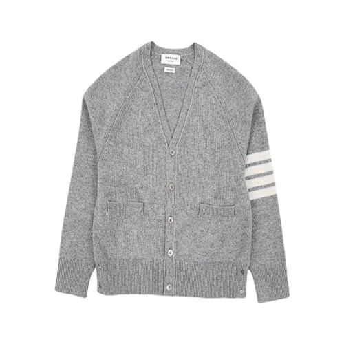 TB Four-stripe Wool Cardigan - Light GrayItem ID