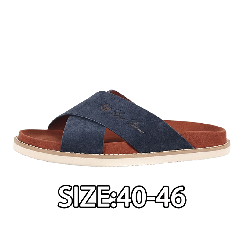 Cross-strap Flip-flops In Dark Blue And Brown