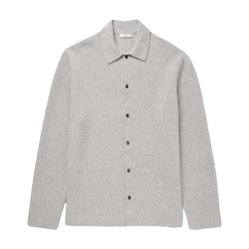 TR Wool-blend Waffle Cardigan Jacket