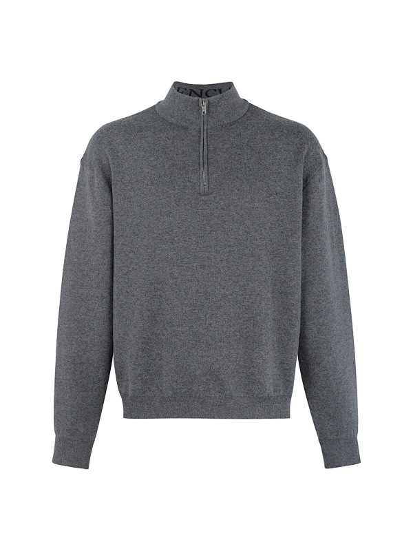 Stand Collar Half Zip Cotton Sweater
