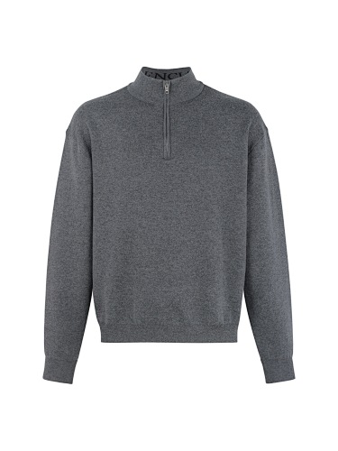 Stand Collar Half Zip Cotton Sweater