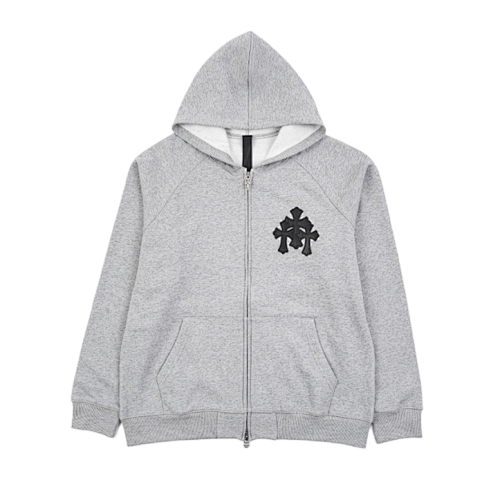 Cross-pattern Patchwork Leather Hooded Jacket