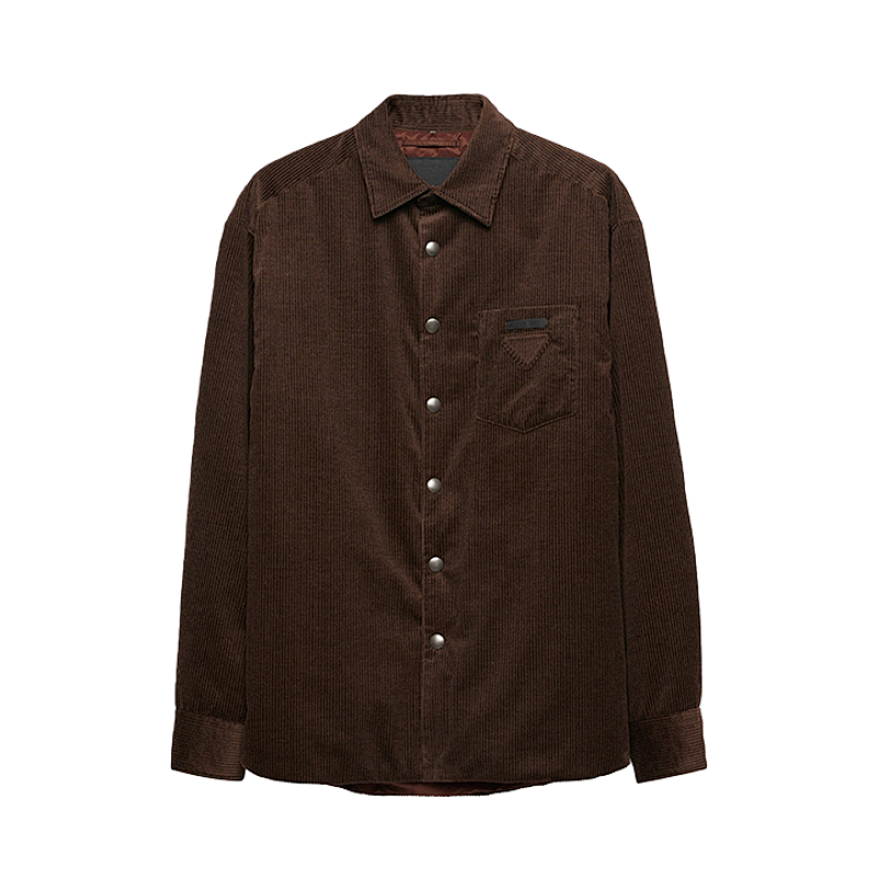 Prada Corduroy Patchwork Cotton Coat Dark Brown
