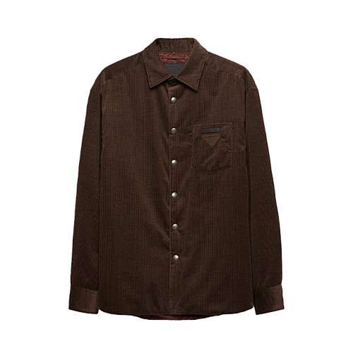 Prada Corduroy Patchwork Cotton Coat Dark Brown
