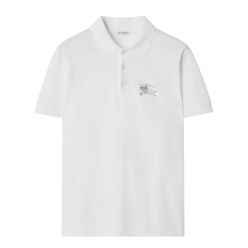 Small Warhorse Embroidered Short-Sleeve Polo White