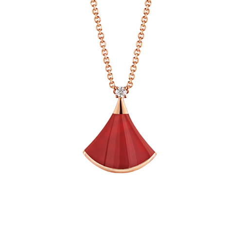 B Fan Beimu Necklace Red Rose Gold