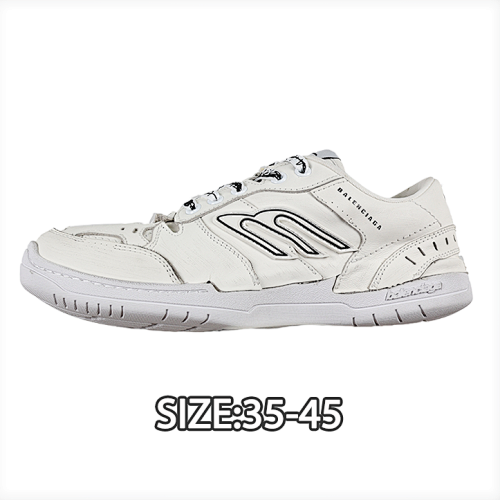 Balenciaga Hamptons Hand-Distressed Cowhide Leather Vintage Round-Toe Lace-Up Low-Top Casu