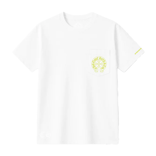 Pocket Yellow Sanskrit Scroll Print Short-Sleeve