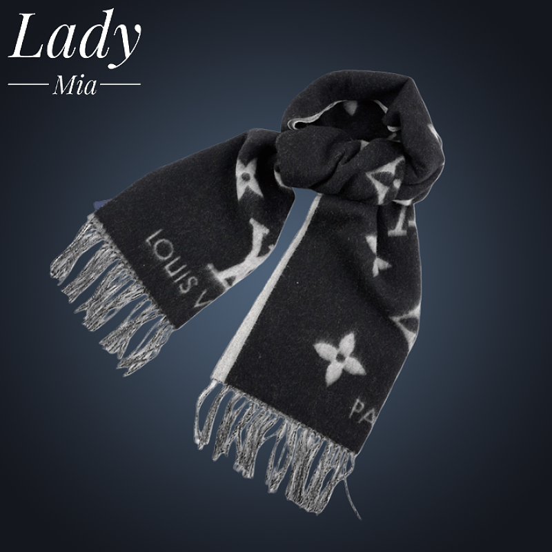 Louis Vuitton L V Double-sided Cashmere Tassel Scarf For Both Men And Women