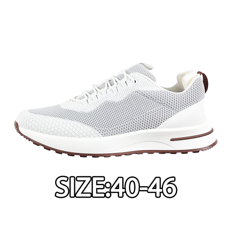 Cowhide Mesh Flat Lace-up Sneakers White