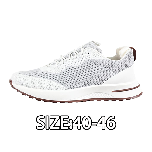 Cowhide Mesh Flat Lace-up Sneakers White