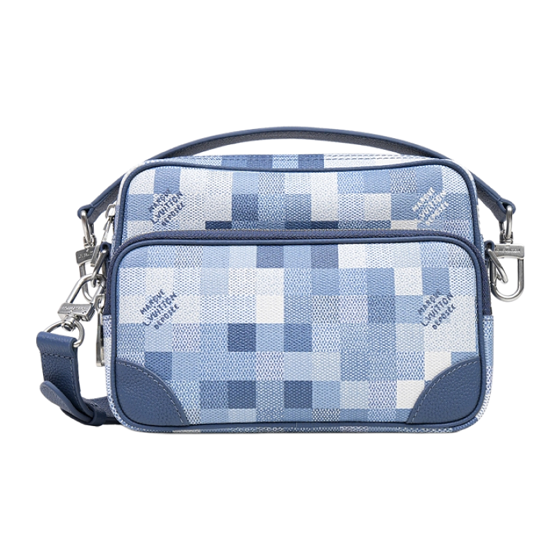 Coated Canvas Shoulder Crossbody Handbag Women's Indigo Blue