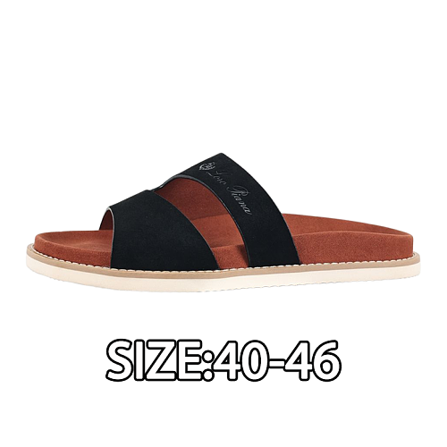 Double-strap Slippers Black Brown