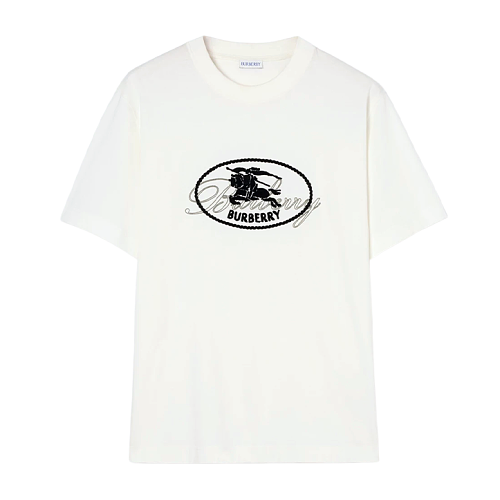 Burberry Short-Sleeve Top With Round Chest Embroidery