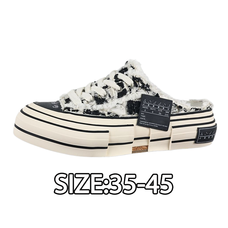 Chanel All-over Sulfurized Beggar Shoes Half-slip Black And White