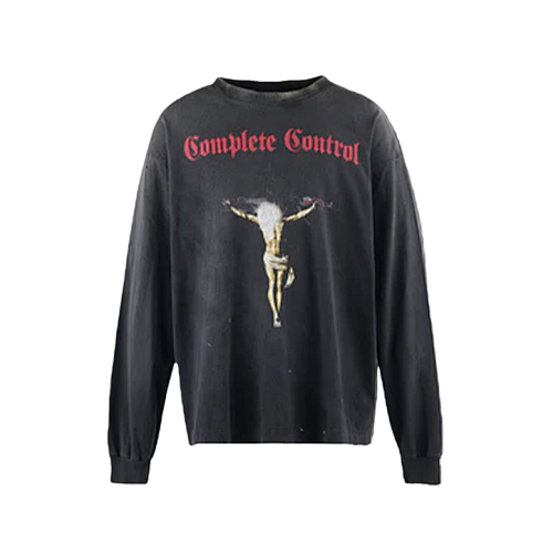Gun Cross And Jesus Print Long-Sleeve Shirt