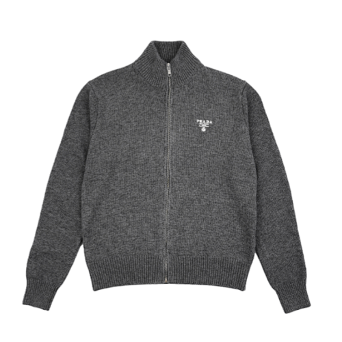 Prada P Rada Old Money Wool Zip-Up Cardigan Jacket
