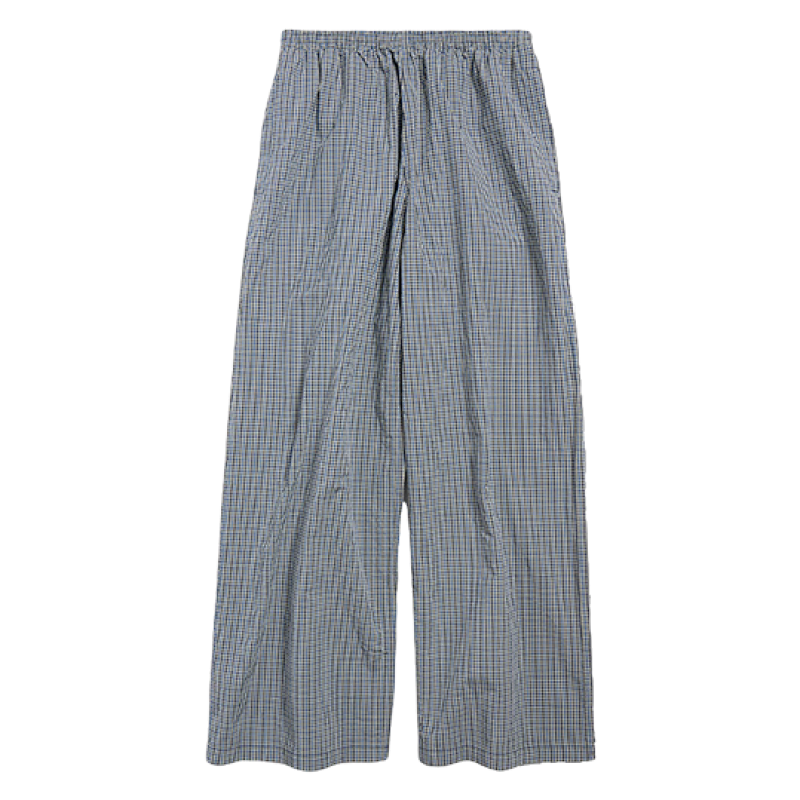 Balenciaga Blcg Cotton And Linen Plaid Trousers